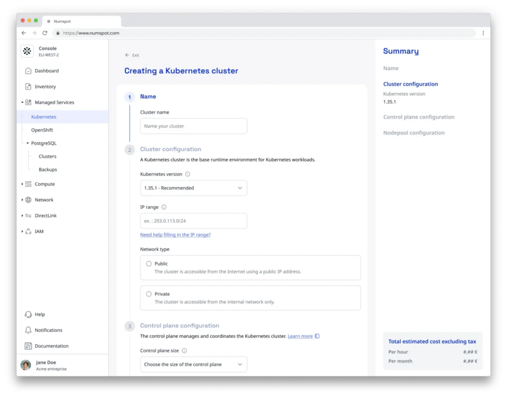 PaaS Managed Services - creating a Kubernetes cluster